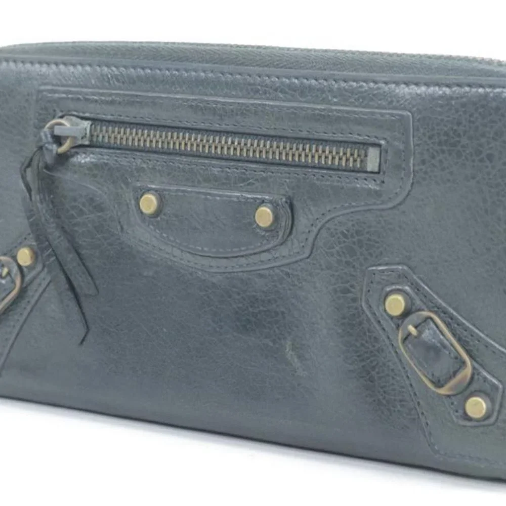 Balenciaga Black Leather Arena Classic Long Wallet